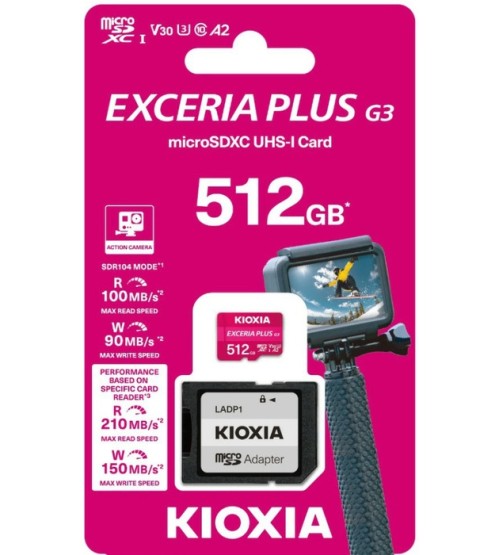 KIOXIA MicroSd 512GB EXCERIA PLUS G3 210MB/s 210MB/s U3 V30 A2 4K Memori Card KIOXIA MicroSd 512GB EXCERIA PLUS G3 210MB/s 210MB/s U3 V30 A2 4K Memori Card